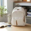 Beige cowhide texture backpack, waterproof and wear-resistant, daily commuting backpack for students details Picture